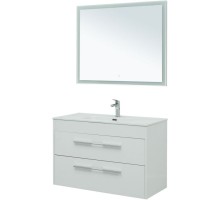 Мебель для ванной Aquanet Августа 100 белый (ручка хром, раковина Flat) 