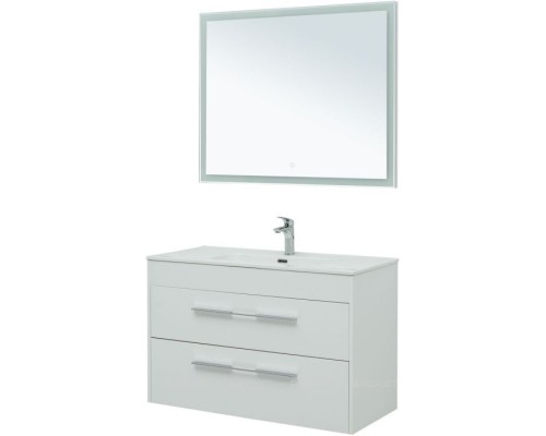 Мебель для ванной Aquanet Августа 100 белый (ручка хром, раковина Flat) 281160