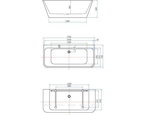 Акриловая ванна Aquanet Family Perfect 170x75 13775-GW-MB