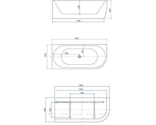 Акриловая ванна Aquanet Family Elegant A 180x80 3805-N-MW-MB