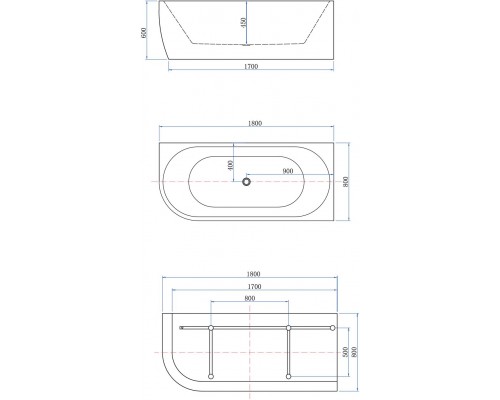 Акриловая ванна Aquanet Family Elegant B 180x80 3806-N-MW-MB Matt Finish (панель Black matte)