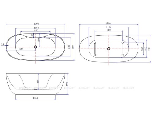 Акриловая ванна Aquanet Family Sweet 170x78 155778-GW-MB Акриловая ванна Aquanet Family Sweet 170x78 155778-GW-MB