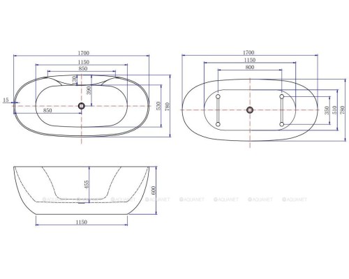 Акриловая ванна Aquanet Family Sweet 170x78 155778-MW-MB Акриловая ванна Aquanet Family Sweet 170x78 155778-MW-MB