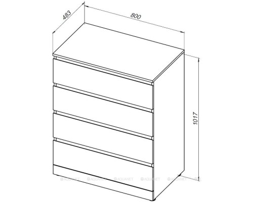Комод Aquanet Сканди 800x480 Дуб крафт (4 ящика) 302542 Комод Aquanet Сканди 800x480 Дуб крафт (4 ящика) 302542