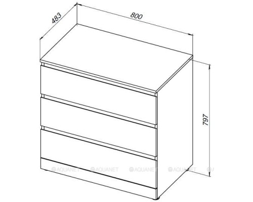 Комод Aquanet Сканди 800x480 Дуб эдгрейн (3 ящика) 302543 Комод Aquanet Сканди 800x480 Дуб эдгрейн (3 ящика) 302543
