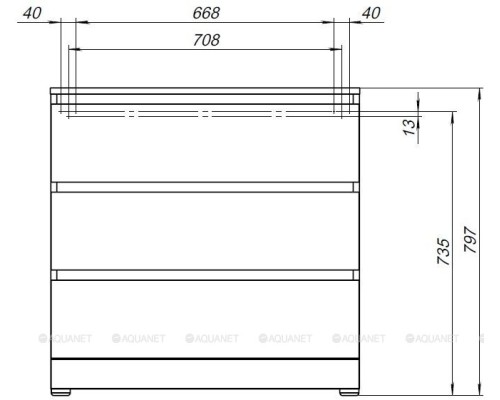 Комод Aquanet Сканди 800x480 Дуб эдгрейн (3 ящика) 302543 Комод Aquanet Сканди 800x480 Дуб эдгрейн (3 ящика) 302543