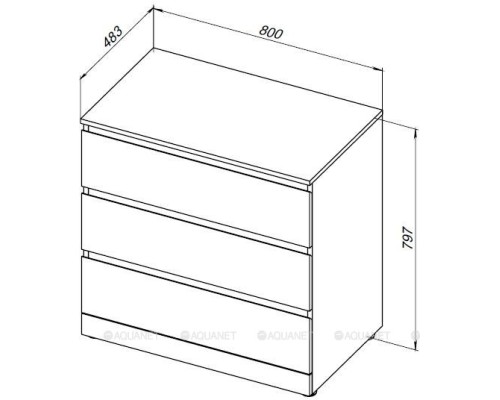 Комод Aquanet Сканди 800x480 Дуб крафт (3 ящика) 302544 Комод Aquanet Сканди 800x480 Дуб крафт (3 ящика) 302544