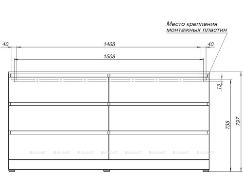 Комод Aquanet Сканди 1600x480 Дуб эдгрейн (6 ящиков) 302547 Комод Aquanet Сканди 1600x480 Дуб эдгрейн (6 ящиков) 302547