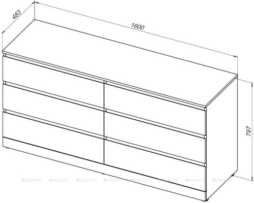 Комод Aquanet Сканди 1600x480 Дуб крафт (6 ящиков) 302548 Комод Aquanet Сканди 1600x480 Дуб крафт (6 ящиков) 302548
