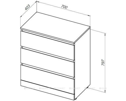 Комод Aquanet Сканди 700x400 Дуб эдгрейн (3 ящика) 302549 Комод Aquanet Сканди 700x400 Дуб эдгрейн (3 ящика) 302549