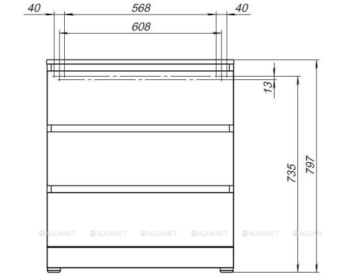Комод Aquanet Сканди 700x400 Дуб эдгрейн (3 ящика) 302549 Комод Aquanet Сканди 700x400 Дуб эдгрейн (3 ящика) 302549
