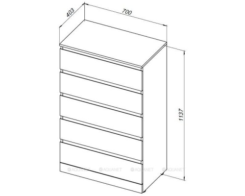 Комод Aquanet Сканди 700x400 Дуб эдгрейн (5 ящиков) 302551
