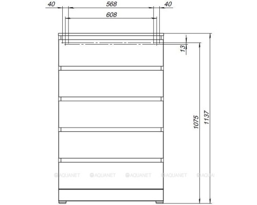 Комод Aquanet Сканди 700x400 Дуб эдгрейн (5 ящиков) 302551