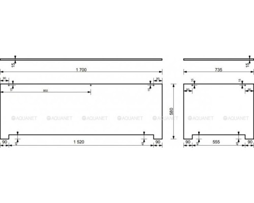 Фронтальный экран Aquanet Lotos Stone 170х60 Фронтальный экран Aquanet Lotos Stone 170х60