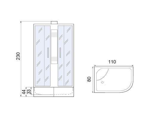 Душевая кабина Мономах XL Б/К 120x90x44 МЗ L 10000012108 без гидромассажа 