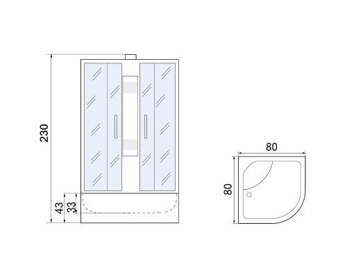 Душевая кабина Мономах XL Б/К 80x80x43 С МЗ 10000012111 без гидромассажа 