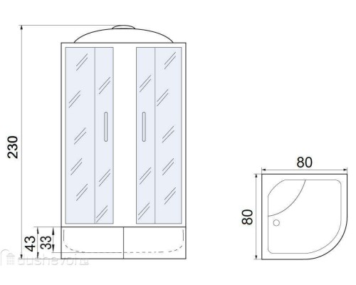 Душевая кабина Мономах XL 80x80x43 С МЗ 10000012113 без гидромассажа 