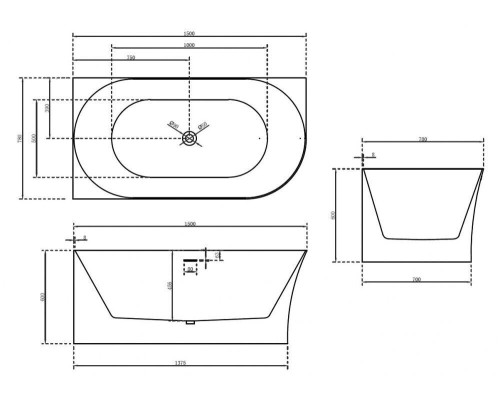 ABBER акриловая ванна слив-перелив стальной каркас 150x78x60 I AB9258-1.5 L
