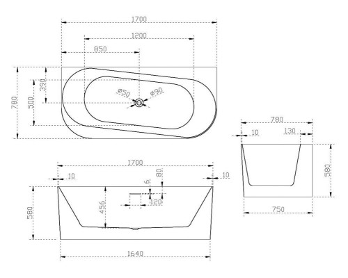 ABBER акриловая ванна слив-перелив стальной каркас 170x78x58 I AB9494-1.7 ABBER акриловая ванна слив-перелив стальной каркас 170x78x58 I AB9494-1.7