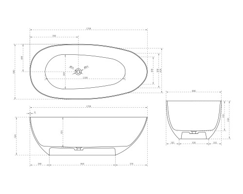 ABBER KARBON отдельностоящая ванна из карбона 170x80x55 I AK9011-1.7
