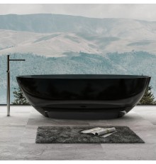 ABBER прозрачная ванна из полиэфирной смолы цвет черный 180х85х52 I AT9702Onyx