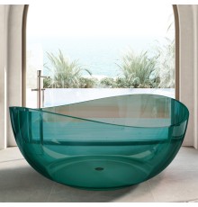 ABBER прозрачная ванна из полиэфирной смолы цвет бирюзовый 150x150x64.6 I AT9705Aquamarin
