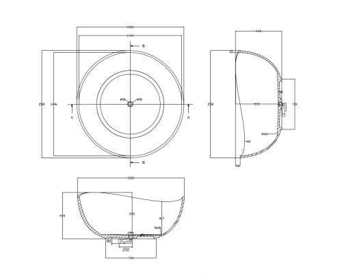 ABBER прозрачная ванна из полиэфирной смолы цвет розовый 150x150x64.6 I AT9705Koralle ABBER прозрачная ванна из полиэфирной смолы цвет розовый 150x150x64.6 I AT9705Koralle