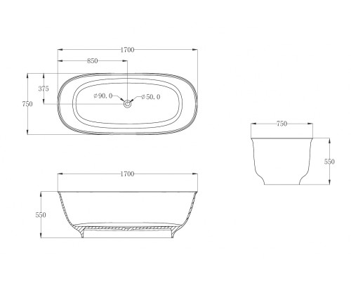 ABBER прозрачная ванна из полиэфирной смолы цвет коричневый 170x75x55 I AT9707Opal ABBER прозрачная ванна из полиэфирной смолы цвет коричневый 170x75x55 I AT9707Opal