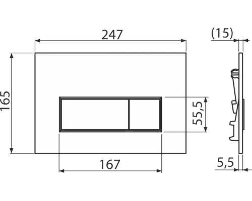 Кнопка и панель смыва, AlcaPlast ALCA вороненая сталь M57-GM-M