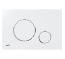 Кнопка и панель смыва, AlcaPlast ALCA белый матовый, хром soft touch круг M776