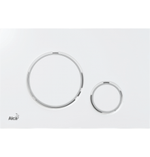 Кнопка и панель смыва, AlcaPlast ALCA белый матовый, хром soft touch круг M776