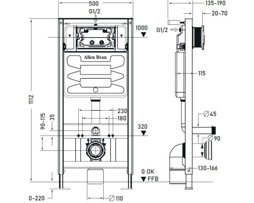 Инсталляция для унитаза Allen Brau Pneumatic 9.11100.20