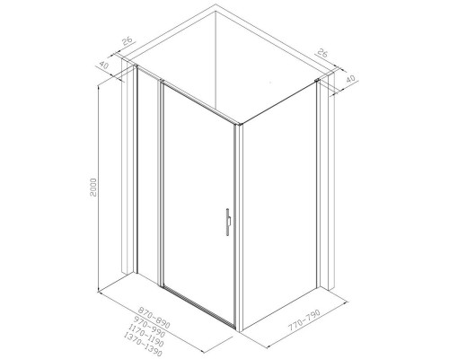 Душевой уголок Allen Brau Priority 100x80 3.31006.BBA + 3.31015.BBA черный браш