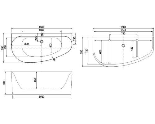 Акриловая ванна Allen Brau Priority 5 В 160x78 2.31005.21B белый матовый