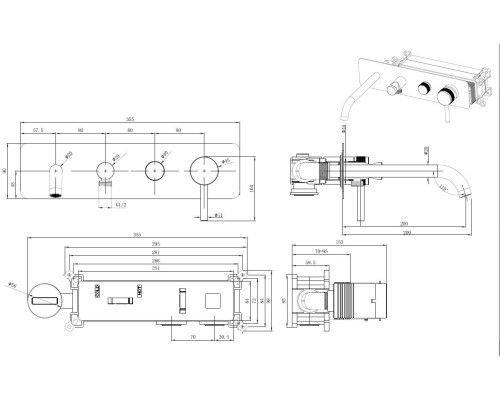5.31A05-MG PRIORITY 3.0 Cмес. для ванны встр., излив 200мм, Kerox, Easy box, графит браш (323750)