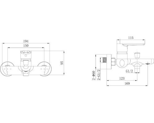 5.E1A03-31 ECLIPSE 2.0 Cмеситель для ванны, черн.мат (330554)