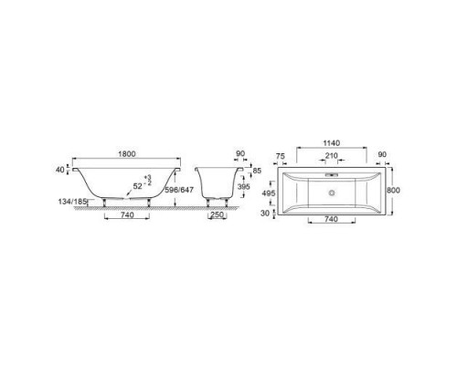 Ванна акриловая Jacob Delafon Evok 180x80 I E60269RU-00