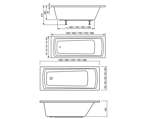 Ванна акриловая Ravak DOMINO PLUS 170х70, C632R00000