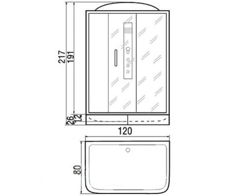 Душевая кабина с поддоном River Vitim 120/80/24 TH (10000003220) 