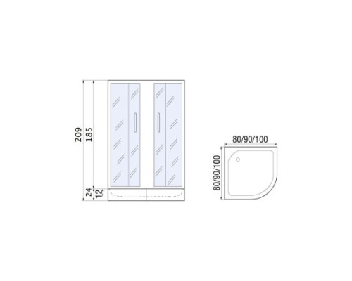 DON XL 100/24 MT Душевое ограждение без поддона, стекло матовое, профиль хром матовый
