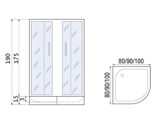 Душевое ограждение  River Don Light 80x80 MT с поддоном ,стекло матовое, профиль хром, купить в Минске ,Бресте, Гродно