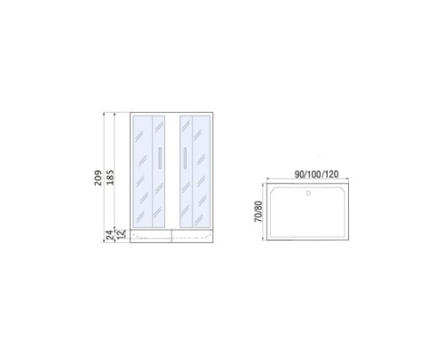 Душевой ограждение  River Morava XL 120/80/24 MT 120x80 с поддоном, стекло матовое, профиль хром