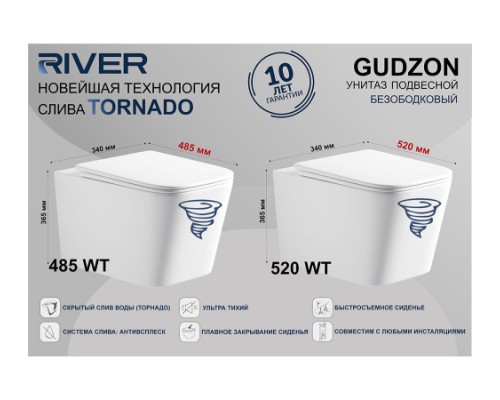 RIVER GUDZON 485 WT Унитаз подвесной. Белый глянец.