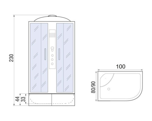 Душевая кабина River Dunay XL 100/80/44 МТ R 100x80 (10000014177)