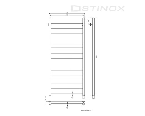 Полотенцесушитель водяной Stinox QUATRO LUXE 500x1200