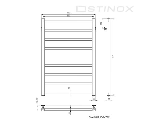 Полотенцесушитель водяной Stinox QUATRO 500x800