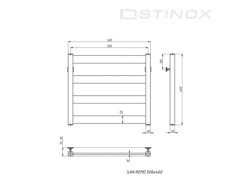 Полотенцесушитель водяной Stinox SAN REMO 500x500