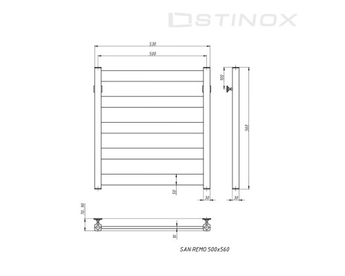 Полотенцесушитель водяной Stinox SAN REMO 500x600