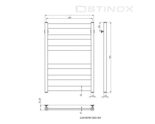 Полотенцесушитель водяной Stinox SAN REMO 500x800