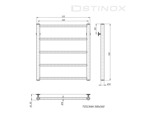 Полотенцесушитель водяной Stinox TOSCANA 500x600 (хром глянец)